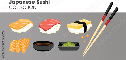 15 Square Japanese Sushi Icons Ui Vector