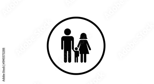 Family Silhouette Icon Simple Design.