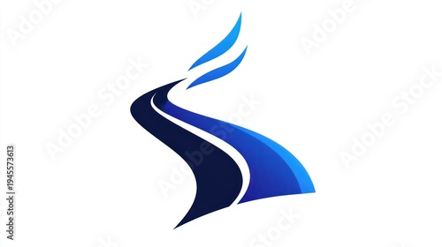 Wallpaper Mural Abstract image of a stylized dark blue and light blue river-like form on white Torontodigital.ca