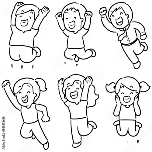 vector set of happy people