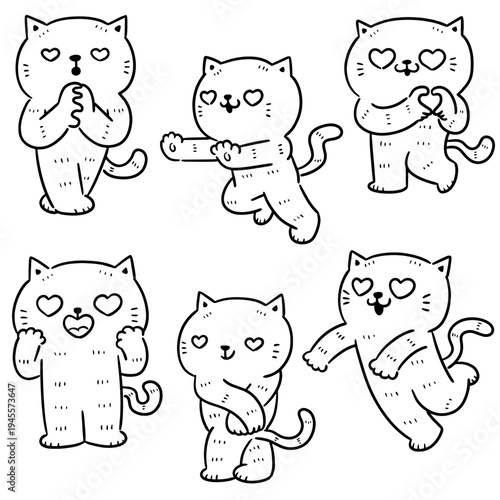 vector set of cat falling in love