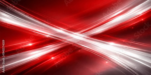 Dynamic streams of vibrant red and white light intersect and flow in an abstract dance.  A striking composition for modern and futuristic designs.