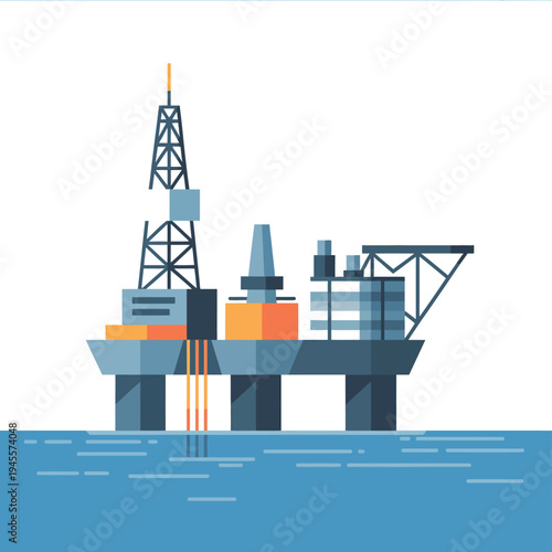 An offshore oil rig platform in the middle of the ocean