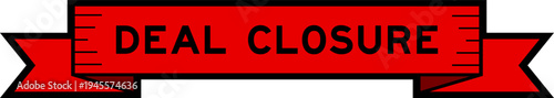 Ribbon label banner with word deal closure in red color on white background