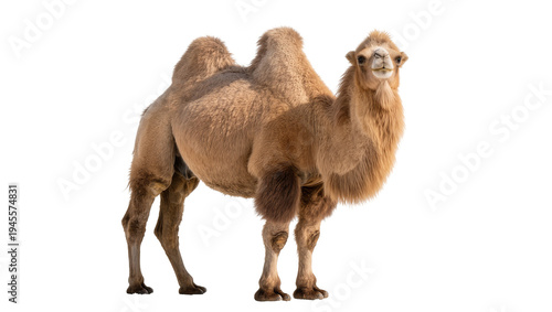 Photos Isolated Bactrian camel standing full body, majestic desert animal, wildlife photography studio shot