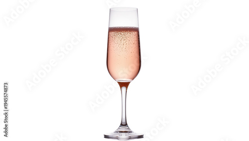 Photos Isolated elegant champagne flute filled with sparkling pink rosé wine, perfect f