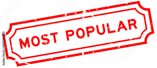 Grunge red most popular word rubber seal stamp on white background