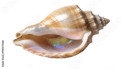 Fotografie Isolated natural conch shell showcasing a beautiful iridescent colorful opening