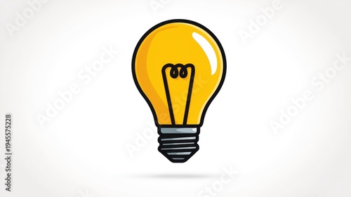 Wallpaper Mural Illustrated yellow lightbulb with black outline and coiled filament on a white background Torontodigital.ca