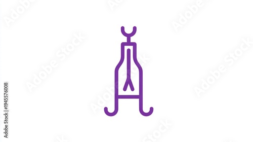Wallpaper Mural Minimalist purple drawing of a bottle with a corkscrew on a white background Torontodigital.ca