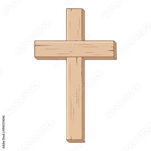 Simple Wooden Cross Vector Illustration