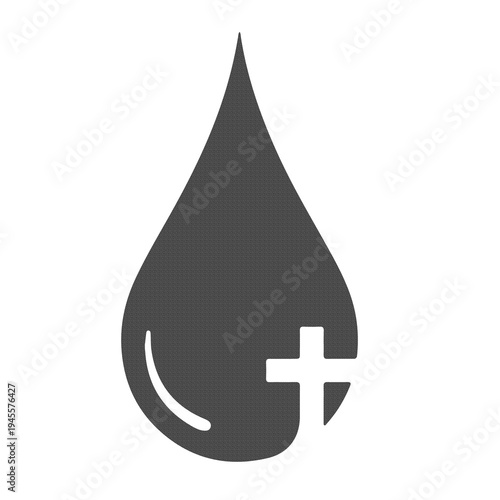 Fotografie Blood Donation Drop Icon with Cross for Medical Healthcare Transfusion and Hospi