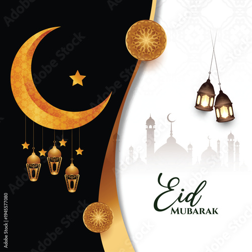 Religious Eid Mubarak festival celebration Islamic background design