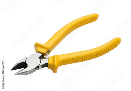Bright yellow combination pliers with sharp cutting edges for precision work isolated on transparent background png,PNG