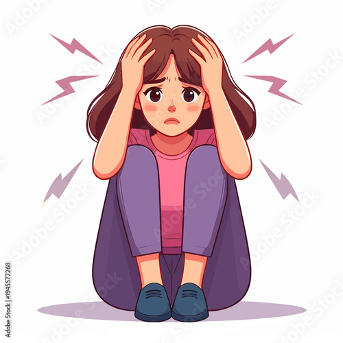 Young girl feeling stressed and anxious with hands on head