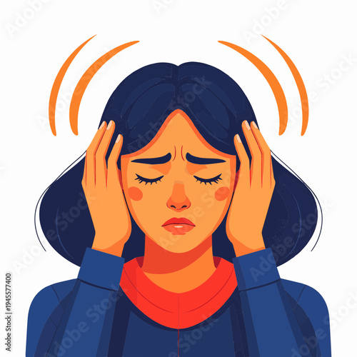 Feeling Distressed Woman Suffering From A Migraine Or Headache