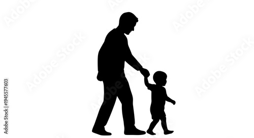 Father and Child Walking Together Silhouette.