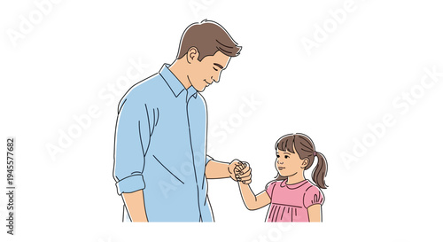 Father and Daughter Holding Hands Together.