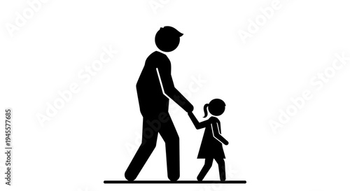 Father and Daughter Holding Hands Silhouette.