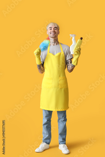 Young tattooed man with bot...