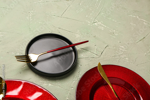Clean plate with golden for...