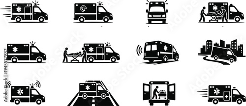 Professional Science and Laboratory Icon Set Featuring Microscope Test Tubes DNA Helix Atom and Chemical Flask Silhouettes for Research and Education