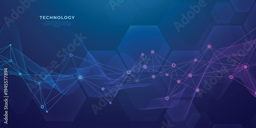 Molecular abstract structure background. Scientific vector illustration with molecule DNA. Medical, science and technology concept
