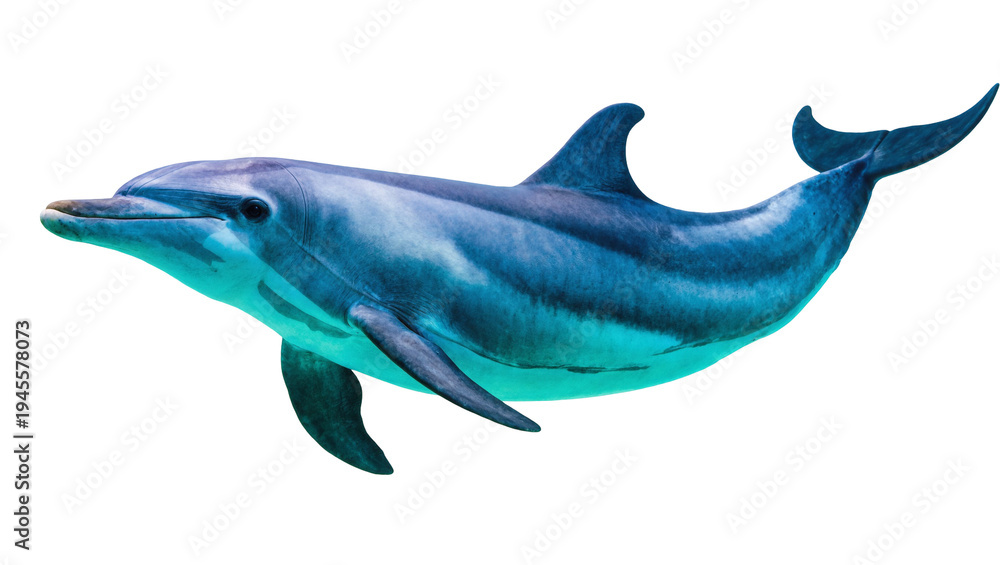 Fototapeta premium Isolated beautiful bottlenose dolphin swimming peacefully in clear water a majestic marine mammal