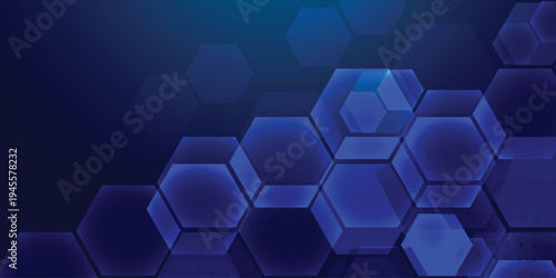 Abstract white and blue hexagon background. science and health care. Futuristic and technology concept background. Suit for cover, poster, banner, brochure, header, website