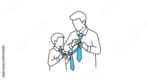 Father Assisting Son with Necktie.