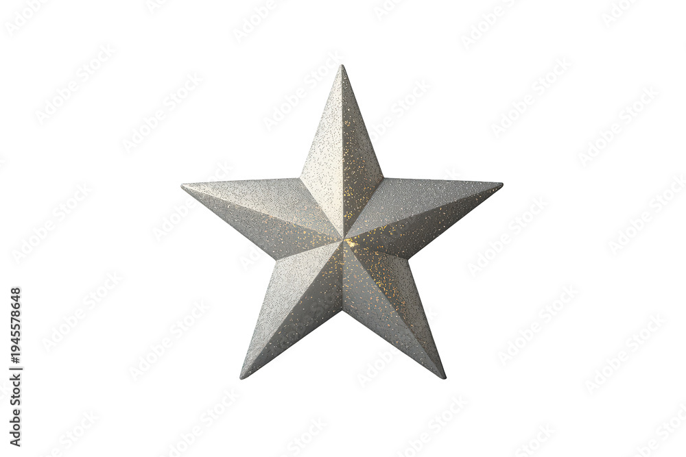 Fototapeta premium Silver glitter textured star presenting a decorative ornament for christmas and holiday season. Transparent background