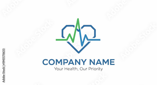 Heartbeat cardiogram logo with company name placeholder.