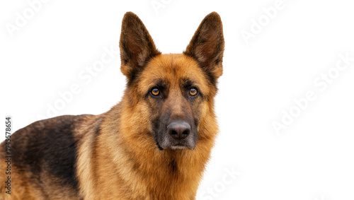 Quadro su tela Isolated beautiful purebred German Shepherd dog with alert intelligent expressio