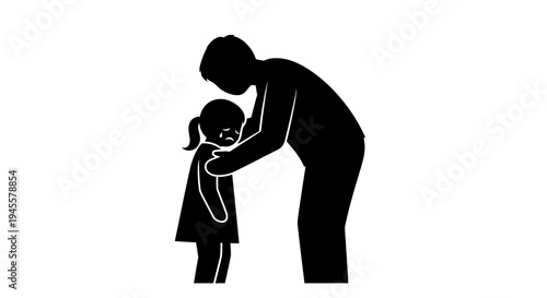 Father Comforting Young Daughter Emotional Moment.
