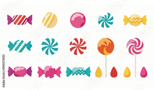 Assorted colorful candies vector illustration sweet confectionery design