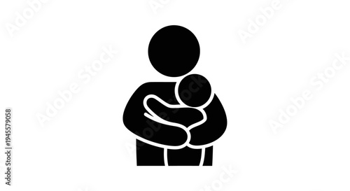 Father Holding Baby in Simple Illustration.