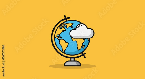 Globe with a cloud covering part of the Earth.