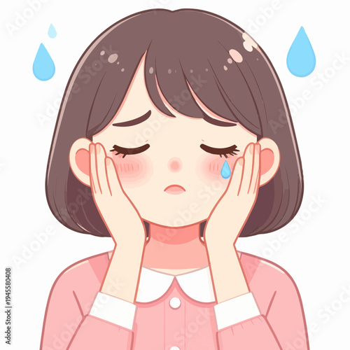 Upset woman holding her face with tears of sadness, emotional distress