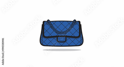 Vector blue handbag icon, quilted design