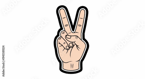 Hand showing the peace sign with two fingers up.