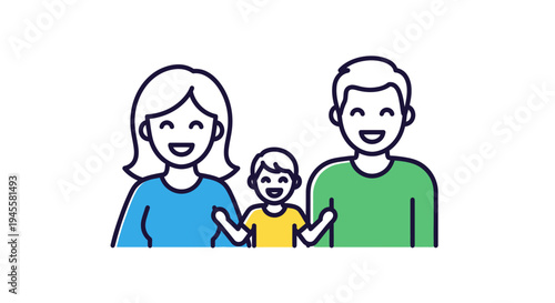 Happy Family with Mother Father and Child.