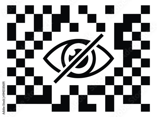 Outline illustration of eye with slash depicting hidden visibility for privacy and security design