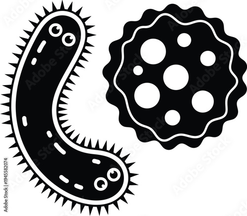 Illustration of a bacterium and a bacterial colony