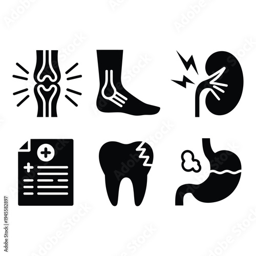 Comprehensive Collection of Medical Icons for Healthcare, Anatomy, and Ailment Information