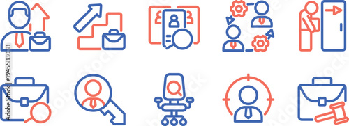 Colorful icons representing various professional and technological concepts