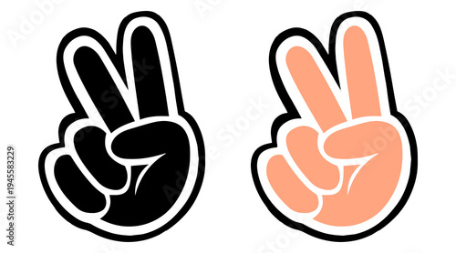 Flat icon of a V-shaped hand gesture for victory or peace, suitable for applications and websites. Vector illustration