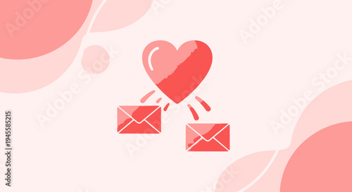 Romantic Mail Delivery: Heart Icon Sending Love Letters on Pastel Background
