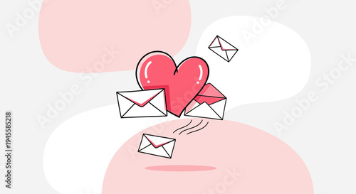 Romantic Love Letters & Heart Icon - Valentine's Day Message Concept