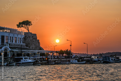 sunset on the beach of foca, izmir