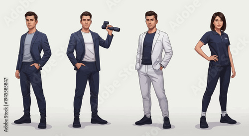 Diverse Professionals Posing in Modern Outfits